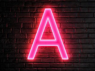 Aufkleber - Neon letter a urban setting graphic design dark background close-up light and color concept