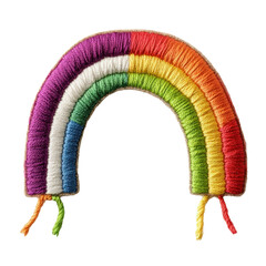 Poster - A bundle of rainbow colored yarn spools arranged neatly together creating a beautiful spectrum of colors isolated on a white background.