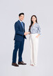 © STOCK88PHOTOGRAPHER - Full body image of young asian business couple posing on white background