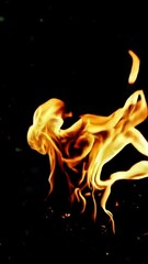 Poster - Dynamic dance of flames against dark backdrop in abstract motion sequence