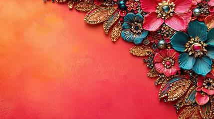 Poster - Striking red background framed with an elegant gold frame creating a bold visual statement