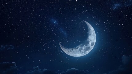 Poster - A beautiful full moon illuminating the night sky with stars and clouds creating a magical scene