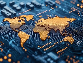 Aufkleber - Global digital connectivity map technology visualization data environment modern perspective innovation concept