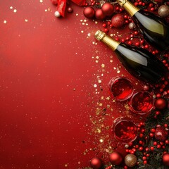 Poster - A charming christmas tree decorated with elegant wine bottles adding a unique touch to festivities