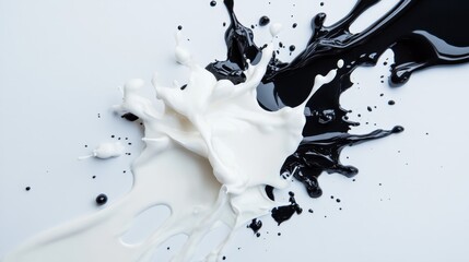 Leinwandbilder - Dynamic splash of black and white liquid creating an abstract artistic background