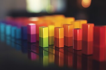 Poster - This photo captures a detailed close up of a brightly colored bar chart placed on a table A diagram of typical investment portfolio distributions .