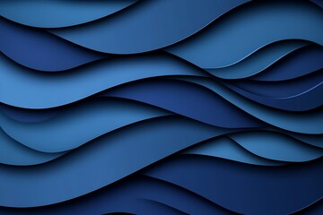 Abstract three-dimensional blue layers with realistic shadow backdrop
