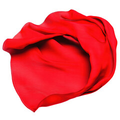 Poster - Bright red cloth draped elegantly over a surface showcasing its rich texture and vivid coloration in natural light isolated on a white background.