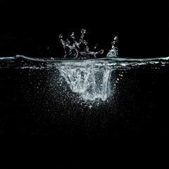 Poster - Powerful water splashing dramatically on a jet black background creating a stunning visual effect