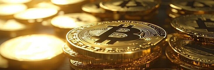 Poster - In the business and financial panorama, Bitcoin is a digital money cryptocurrency used for online payments