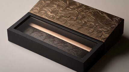 Poster - Elegant Decorative Box with Artistic Embossed Design and Glass Top