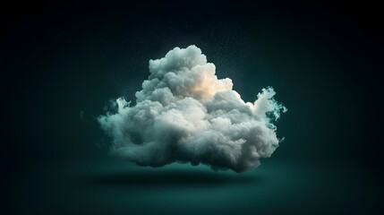 Poster - Wispy white clouds gently raining against a serene black backdrop