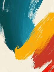 Poster - Bold abstract artwork featuring thick paint strokes in teal, yellow, and red with white space for text, inspiring creativity and expression