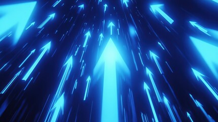 Poster - Abstract background featuring glowing blue arrows pointing upwards, symbolizing growth and progress.