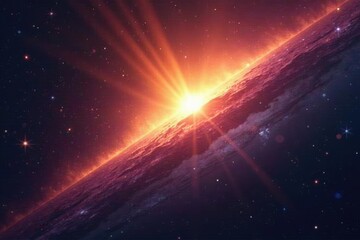 Wall Mural - Bright sunbeams pierce through the void of space, ray, space