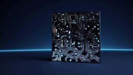 Poster - abstract quantum circuitry design with illuminated pulse effects on dark background