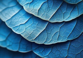 Poster - Close-up of Textured Blue Leaves Displaying Intricate Patterns and Natural Beauty, Highlighting Nature's Artistry in Vibrant Color Palette