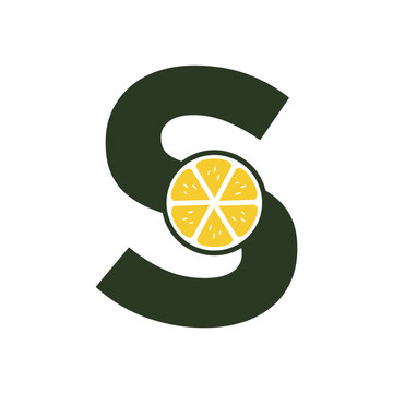 Lemon Logo Combine With Letter S Vector Template