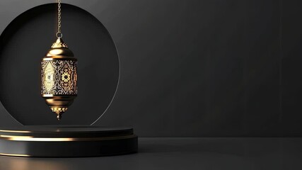 Poster - A beautifully crafted lantern hangs in a dark setting, casting warm light and highlighting its detailed patterns during the exhibit