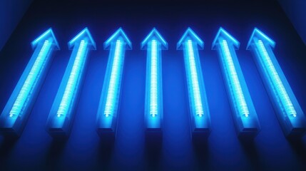 Poster - Abstract background featuring glowing blue arrows pointing upwards, symbolizing growth and progress.