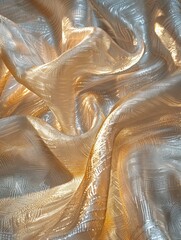 Poster - Silken fabric drapes gracefully, revealing a rich texture highlighted by soft, moody lighting and metallic sheen