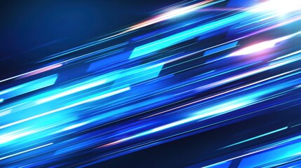 Poster - Abstract futuristic digital technology background featuring high-speed blue light lines and glowing effects. The dynamic design represents data transfer and high-tech innovation in motion, resembling