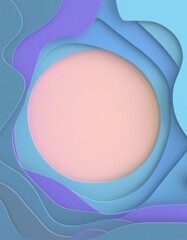Fototapete - Pastel colored paper creating abstract waves surrounding a circle