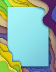 Fototapete - Colorful abstract background with wavy paper layers and copy space poster