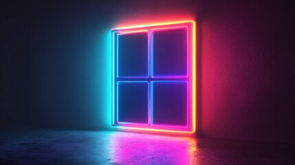 Aufkleber - 3D user interface window icon with holographic neon colors. Isolated UI window sign as a design element