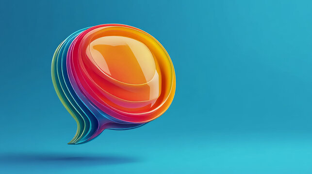 Glowing neon speech bubble on blue background, 3d illustration. Set for design presentations.