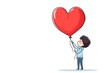 © Biggy - Boy holds heart balloon, white background, Valentine's card design