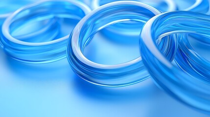 Aufkleber - Abstract Blue Glass Rings Intertwined