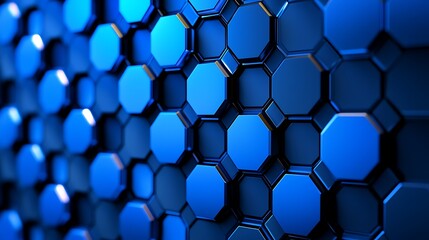 Poster - Abstract Blue Octagon Geometric Pattern Background