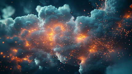 Poster - Sleek Digital Art Features Glowing Abstract Clouds