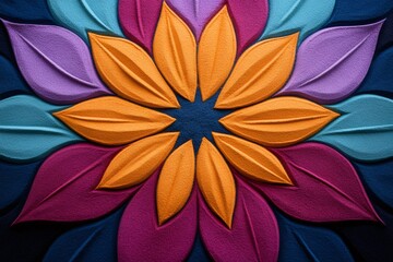 Poster - Colorful sand flower blooming with textured petals in dark background