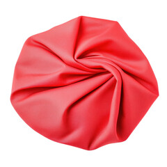 Poster - Vibrant red cloth draped elegantly to showcase its rich color and soft texture in an artistic display isolated on a white background.