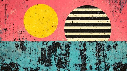 Poster - Abstract Geometric Circles on Distressed Background