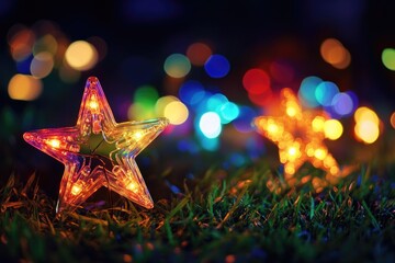 Wall Mural - star sitting on green field