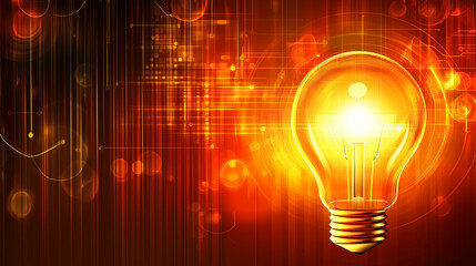 Poster - Vibrant Glowing Light Bulb With Dynamic Digital Background Display