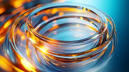 Aufkleber - Abstract Glass Rings Orange Blue Background