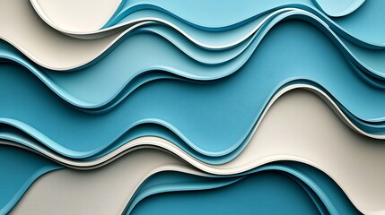 Poster - Abstract Teal and White Wave Background Texture