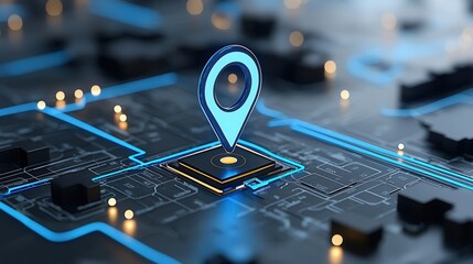 Poster - This digital map displays a pinpointed location on a global world map highlighting a specific geographic position through a dynamic marker or pin
