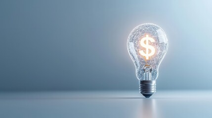 Poster - This conceptual image depicts a lightbulb emitting a dollar sign symbolizing the financial potential and innovative ideas that can lead to growth wealth