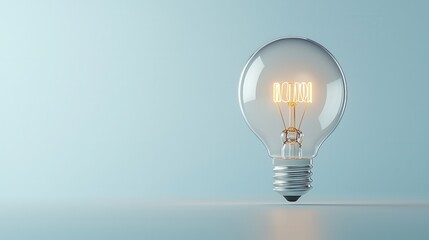 Poster - A glowing incandescent light bulb represents the spark of and creative problem solving needed to achieve success in the financial sector