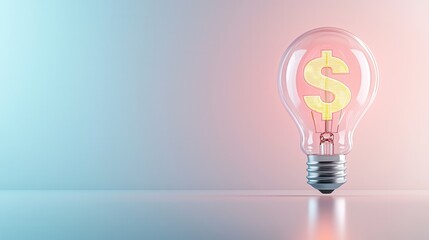Poster - A glowing digital dollar sign is illuminated inside a transparent glass light bulb symbolizing the power of innovation financial growth and the potential for success