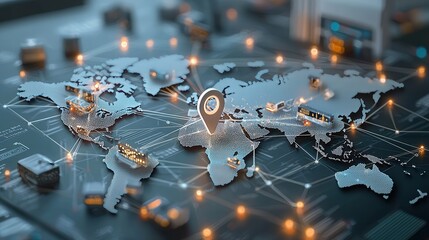 Poster - A captivating futuristic depiction of global travel and connectivity showcasing a radiant visualization of location data and transportation networks
