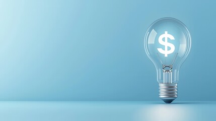 Poster - A clear glass lightbulb emitting a bright glowing dollar symbol symbolizing innovation technology and financial success