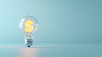 Poster - A glowing lightbulb showcasing a vivid dollar sign inspiring ideas innovation and the potential for financial growth and prosperity through strategic investment and business development