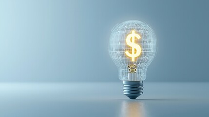 Poster - this high tech 3d lightbulb features a glowing holographic dollar sign symbolizing the innovative an