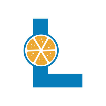 Lemon Logo Combine With Letter L Vector Template